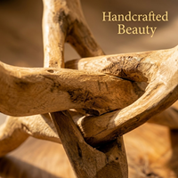 Tabouret rustique en bois naturel fait main sur trépied |   Support de présentation décoratif en bois massif pour la décoration intérieure