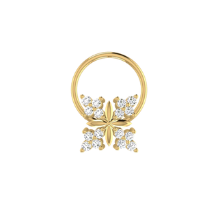 Piercing de nez ethnique en or 14K avec diamant taille brillant éblouissant de 0,08 carat, clarté VS-SI, bijou fin pour le piercing - Product Image 1
