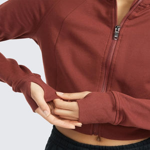 Sudaderas cortas con capucha para mujer, al por mayor, de alta calidad, últimas tendencias, de algodón, con logotipo personalizado, con cremallera, estilo urbano, servicio OEM. - Product Image 3