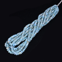 Perles de pierres précieuses en larimar naturel de qualité supérieure, forme ronde lisse, 5-8 mm, brin de 16 pouces, faites à la main, bleu ciel, certifiées par un tiers, DOM