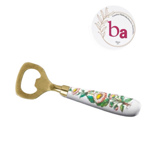 Abridor de Botellas de Cerámica y Latón con Diseño Floral Azul, Accesorio de Bar Clásico, Lujoso y Ecológico, Reutilizable - Product Image 3