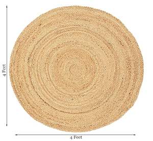 Tapis en jute tressé à la main et cousu à la main de 4 pieds, réversible, écologique, pour la décoration de sols, la maison, l'hôtel, les mariages et les événements - Product Image 1