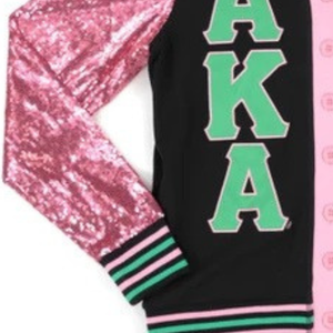 Cardigan Varsity Personnalisé Noir Rose Vert à Manches Longues avec Paillettes, Boutons sur le Devant, Col en V et Bordure Côtelée – Tenue de Groupe Tendance - Product Image 6