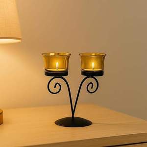 Modern Metal <b>Tealight</b> Candle Holder Black Decorative <b>Lantern</b> for Home Living Room Decor Elegant Metal Candle Jar At Best Price - Product Image 4