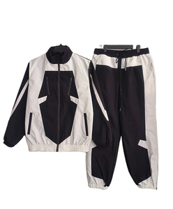 Custom Fashion Wholesale Streetwear Casual Men Patchwork Windbreaker Sportswear Gym Tracksuit 2 Piece <b>Set</b> - Product Image 1