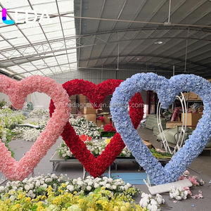 LEDA Wedding Backdrop Stage Valentine <b>Decorations</b> Marriage Proposal Red <b>Pink</b> Blue Hydrangea Artificial Flowers Heart Arch - Product Image 6