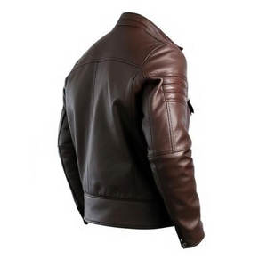 OEM personalizado de alta calidad PU chaqueta de cuero para los hombres Vintage invierno motociclista abrigo Stand Collar cremallera cinturón estilo Casual - Product Image 4