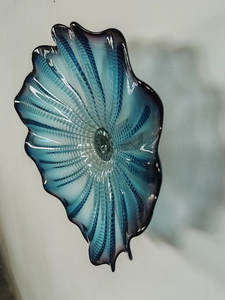 צלחת בעבודת יד סיטונאית לעיצוב קיר בסגנון צ 'יהוולי אקווה כחול קצה מלבני - Product Image 3