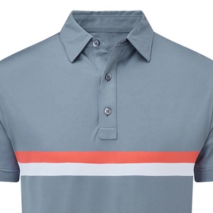 Polo en tricot à manches courtes pour homme, design décontracté à blocs de couleurs, gris avec rayures orange et blanches - Product Image 3