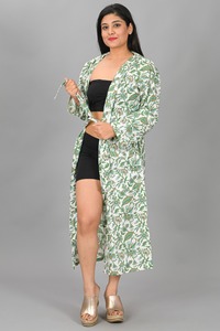 Albornoces Kimono Tradicionales de Algodón Tejido para Mujer, de Verano, Largos, de Secado Rápido, Suaves, Ropa de Dormir Estilo Indio - Product Image 2