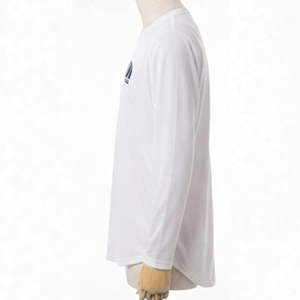 Camiseta de Manga Larga para Hombre, Cuello Redondo, Tejido de Punto, Corte Regular, Informal, Blanca, Transpirable, Ecológica, Antiarrugas - Product Image 4