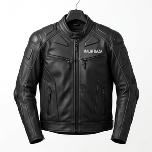 Motorcycle <b>Leather</b> <b>Jacket</b> With Reinforced Stitching - Product Image 1