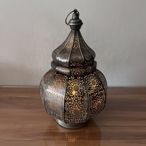 Moroccan Style Iron Design Lantern Vintage Hollow Carved <b>Decorative</b> <b>Table</b> Model L539 for Ramadan Eid Home <b>Decoration</b> - Product Image 2