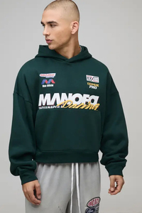 เสื้อสเวตเชิ้ตมีฮู้ดสีเขียวสำหรับผู้ชายพร้อมพิมพ์ลายโลโก้ด้านหน้าทรงหลวมสไตล์สตรีทแวร์แขนยาวผ้าฝ้ายพร้อมกางเกงมีเชือกผูกชุดสำหรับใส่ในฤดูใบไม้ร่วง - Product Image 2
