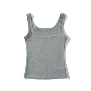High Quality Solid T-<b>shirt</b> Tank Top Seamless Streetwear Stretch Rib Knit Sleeveless Casual Tank Top Women - Product Image 5