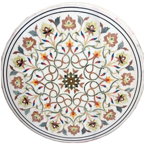 Superposition de table en pierres précieuses semi-précieuses Fabricant indien Table décorative de luxe moderne et luxueuse pour le salon de jardin - Product Image 1