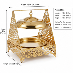 Calentador de Comida Tipo Buffet de Lujo con Base Dorada en Forma de A, Tapa Colgante con Diseño de Estrellas y Cubierta de Cúpula - Product Image 5