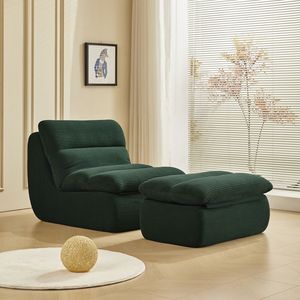Poltrona Reclinabile Moderna in Corduroy Comprimibile con Poggiapiedi, Ideale per Piccoli Spazi, Soggiorno o Camera da Letto - Product Image 3