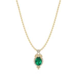 REYES Vente Flash Collier Pendentif en Argent Sterling 925 avec Émeraude Taille Ovale 24,6 carats et Moissanite pour Femme Bijoux en Gros - Product Image 6