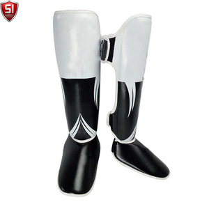 Protège-tibias de boxe pour entraînement de combat, protection de la cheville et du cou-de-pied, chauffe-jambes MMA Muay Thai, protège-tibias légers en PU - Product Image 1