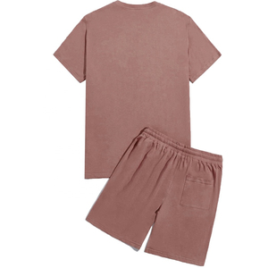 Conjunto de Camiseta y Pantalones Cortos Deportivos Darksid para Hombre, 100% Algodón Transpirable, Cuello Alto, Estilo Urbano, Talla Grande, Verano - Product Image 2