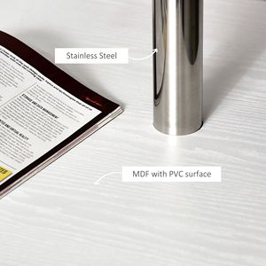 Scrivania da Ufficio a 5 Ripiani a Forma di L con Design Girevole a 360 Gradi, Mensole Espositive in MDF e Acciaio Inossidabile, Materiale Bianco-PC - Product Image 5