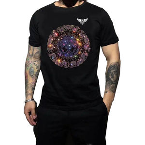 Camiseta Gráfica Personalizada 2026 para Hombre con Pedrería, Algodón, Manga Corta, Calavera de Cristal, Estilo Urbano, Cuello Redondo, OEM Personalizado, Venta al por Mayor - Product Image 2