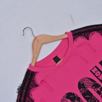 T-shirt pour femme en coton 100% écologique, dégradé rose, avec trous déchirés, imprimé ROCKS, style streetwear, col rond, manches courtes, coupe ample