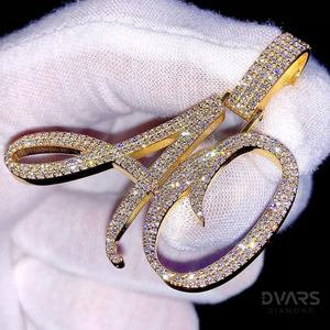 Collier Pendentif Personnalisé Lettre Initiale en Moissanite VVS, Argent Sterling 925 Plaqué Rhodium, Luxe Hip Hop Glacé - Product Image 3