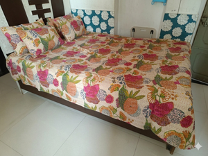 Cubrecama Floral con Estampado de Pájaros, Estilo Bohemio, Moderno, para Todas las Estaciones, de Mezclilla Estampada, con Relleno de Algodón Hecho a Mano, para Uso Doméstico - Product Image 3