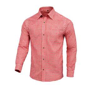 Camisa tradicional bávara roja para hombre, Oktoberfest, cultural, de algodón, manga larga, tallas S a 4XL - Product Image 1