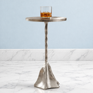 Premium Cast Aluminum Bar <b>Table</b> Slim Pedestal Design Textured Finish Durable Build <b>Space</b> <b>Saving</b> Round Top Modern Accent Piece - Product Image 1