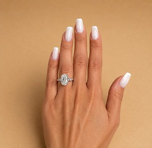 3 Carat IGI Certified Lab Grown Oval Diamond Engagement Ring 14K White Gold Tapered Baguette Solitaire Side Diamonds VVS2 - Product Image 1
