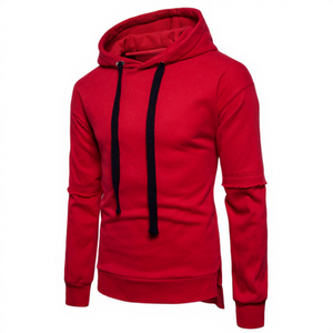 <b>Men's</b> <b>Red</b> Hooded <b>Sweatshirt</b> Slim Fit Casual Hoodie Long Sleeve Knitted Cotton Top Autumn Wear For <b>Men</b> - Product Image 1