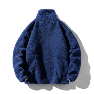 Veste en polaire Teddy bleu marine personnalisée pour homme, fermeture éclair intégrale, coupe décontractée, chaude, streetwear d'hiver, fabricant de vestes en polaire Sherpa unisexe - Product Image 2