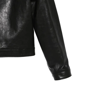Veste décontractée slim fit pour homme en similicuir marron avec col en fausse fourrure Teddy, rembourrage chaud, fermeture éclair, manches longues, broderie de perles. - Product Image 3
