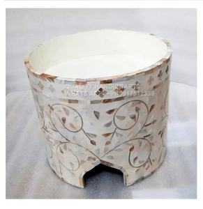 Meilleure qualité Style arabe Ramadan Eid cadeau vadrouille incrustation nacre acrylique pot 3 pièces ensemble couvercle en bois blanc qualité artisanat - Product Image 4