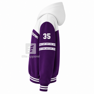 Sudadera con capucha personalizada para mujer del Consejo NCNW, con logo bordado en la parte delantera, color morado y blanco, manga corta, de algodón, para mujer. - Product Image 4