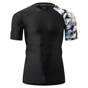 High Quality <b>Men</b> Rash Guard T <b>Shirt</b> <b>Compression</b> Short Sleeve Swim <b>Shirt</b> UV Protection Quick Dry Wholesale - Product Image 2