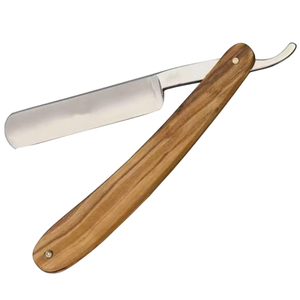 Lame de rasoir droite en acier inoxydable de haute qualité ZH INTERNATIONAL avec manche en bois, outil de rasage manuel pour barbier à lame unique - Product Image 2