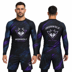 Rashguard de Jiu-Jitsu No-Gi à manches longues unisexe pour athlètes, en polyester et élasthanne, modèle 2026, vente en gros - Product Image 4