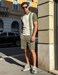 Men Summer <b>Knitted</b> Embroidered 100% Cotton Quick Dry Short Sleeve Custom Logo Joggers Suits <b>Set</b> Shirt and Short <b>Set</b> - Product Image 4