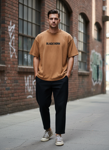 เสื้อยืดแขนสั้นสไตล์เรโทรวินเทจสำหรับผู้ชายและผู้หญิง - ผ้าฝ้าย 100% ถักแบบพิคเคิลลิ่ง  ไม่มีลายโลโก้ด้านหน้า ทรงโอเวอร์ไซส์ เป็นมิตรต่อสิ่งแวดล้อม - Product Image 5