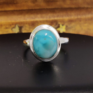 Bague en larimar naturel, argent sterling 925, bijoux faits à la main pour femmes - Product Image 1