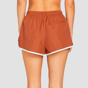 <b>Women's</b> Mid Waist Running <b>Shorts</b> Solid Color Elastic Waist Breathable Quick Dry Casual Style <b>Orange</b> Knitted Polyester Drawstring - Product Image 2