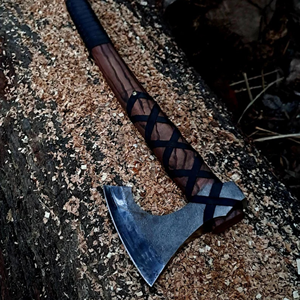 Hache à pizza en acier carbone forgé à la main, 16 pouces, hache de bûcheron, manche en bois dur, étui en cuir, qualité industrielle, garantie 3 ans - Product Image 2