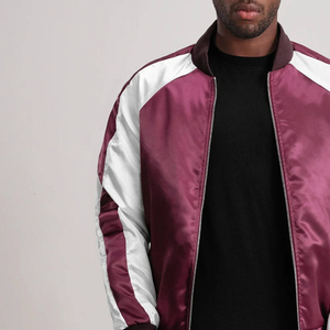 Blouson bomber en satin pour homme entièrement personnalisable avec fermeture éclair, imperméable, coupe-vent, streetwear décontracté - Product Image 4