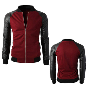 Saleh Enterprises Vintage Style Wool Varsity <b>Jacket</b> <b>Leather</b> Sleeves Stand Collar Solid Unisex Eco-Friendly Heated Windproof - Product Image 1