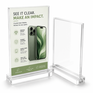 Acrylic Double Sided Waterproof White Sign <b>Display</b> <b>Stand</b> Customizable Size Tabletop Menu Holder for Hotel Office Restaurant - Product Image 4