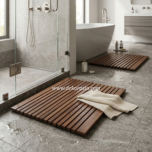 Tapis de douche en teck naturel fait main antidérapant pour la décoration moderne de la maison - Product Image 6